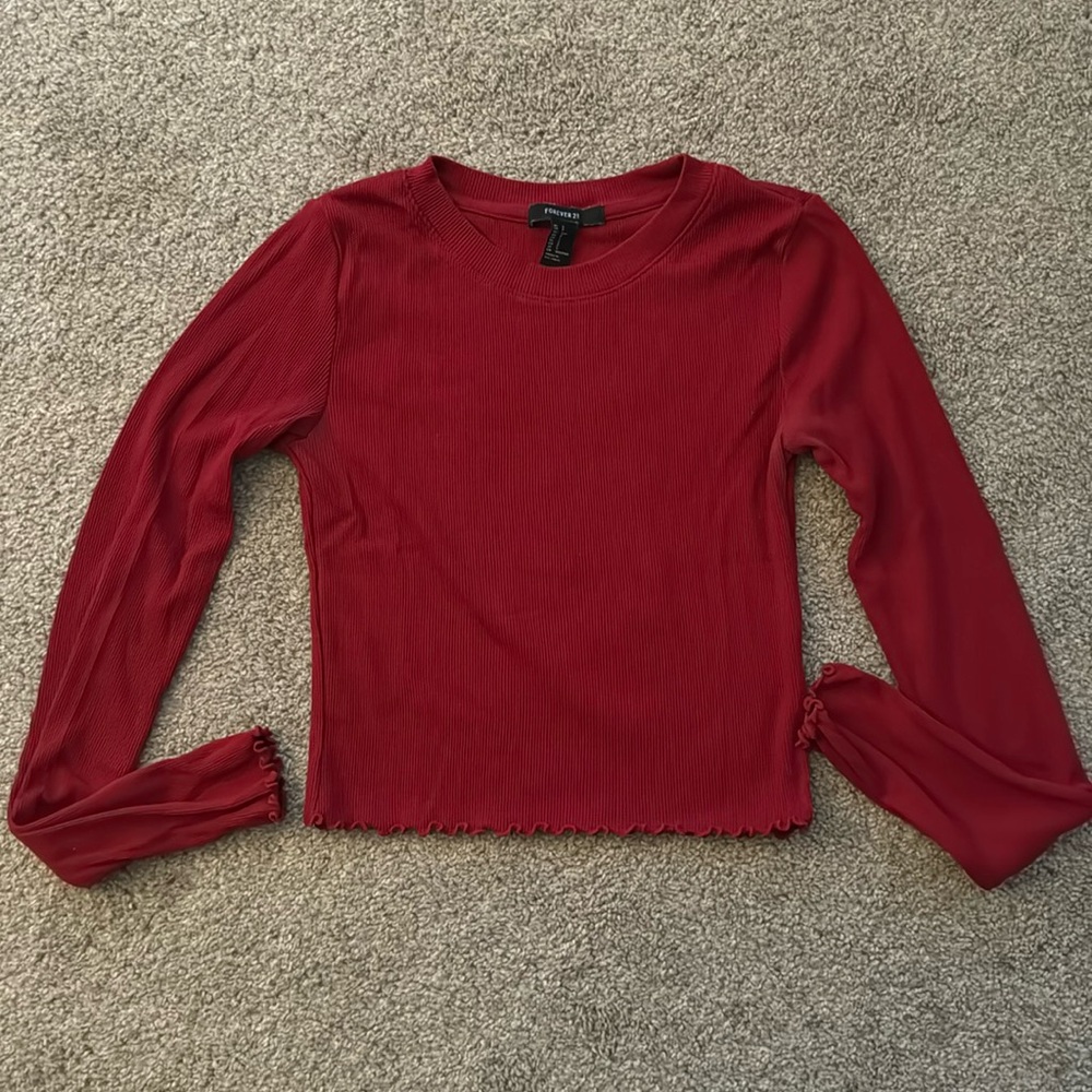 Red long sleeve crop top